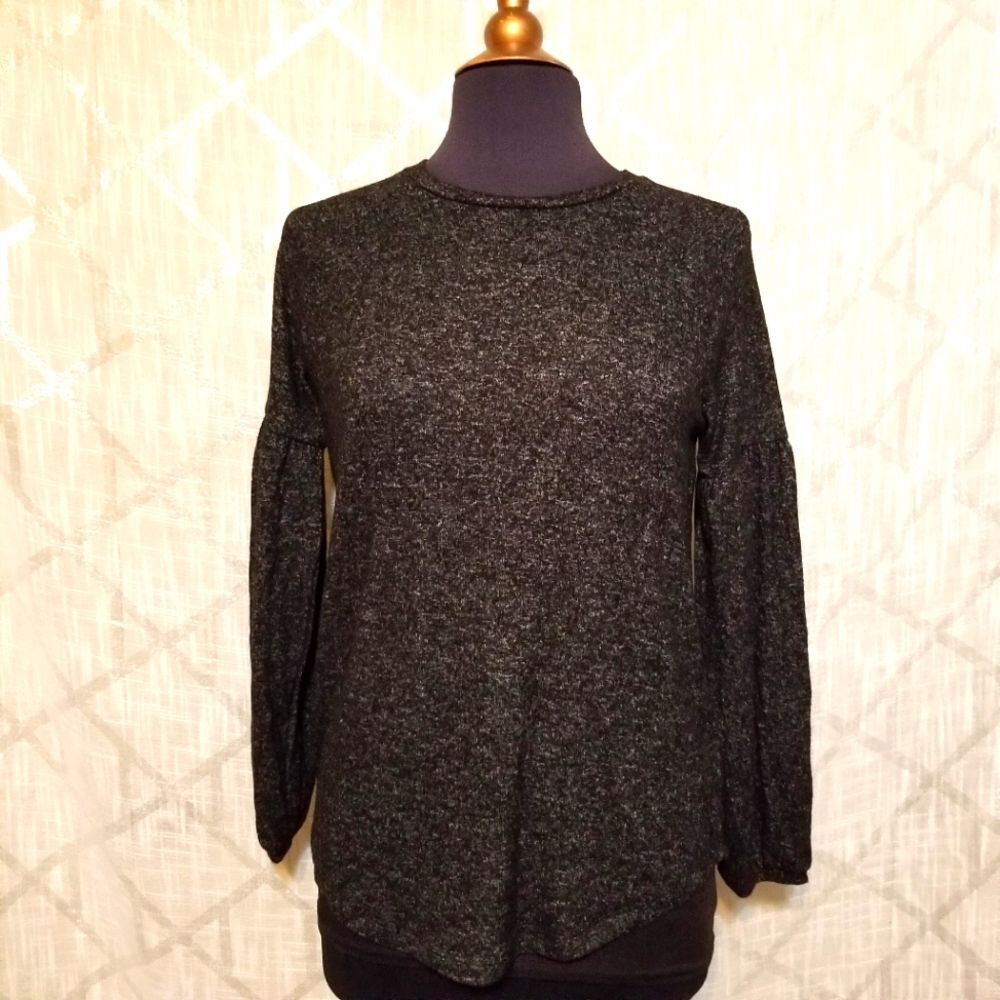 Old Navy Luxe Top Black Bell Sleeve Women's Small Fall Winter Crewneck New